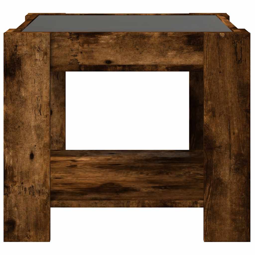 Stolić za kavu LED boja hrasta 53x53x45 cm konstruirano drvo