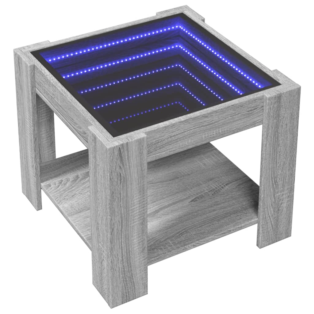 Stolić za kavu LED boja hrasta 53x53x45 cm konstruirano drvo