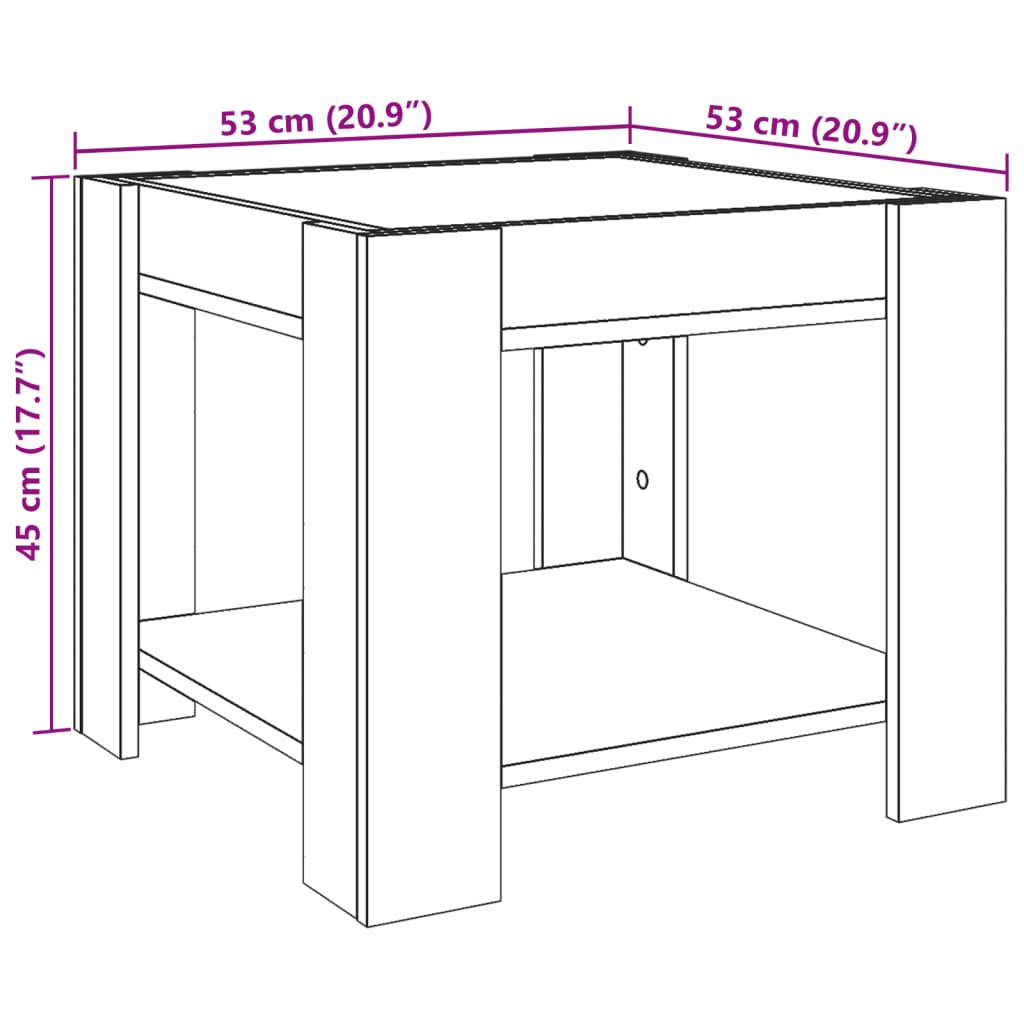 Stolić za kavu LED boja hrasta 53x53x45 cm konstruirano drvo
