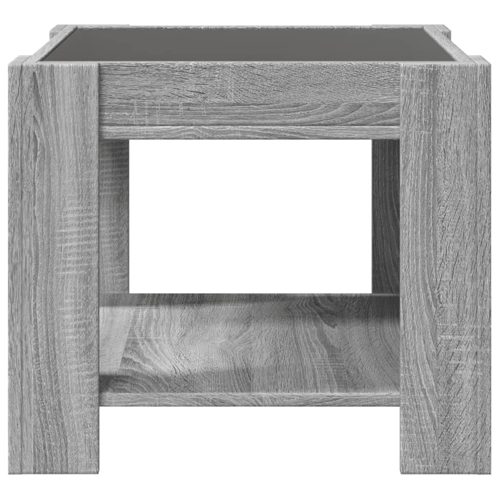 Stolić za kavu LED boja hrasta 53x53x45 cm konstruirano drvo