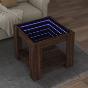Stolić za kavu LED smeđa boja hrasta 53x53x45 cm drveni