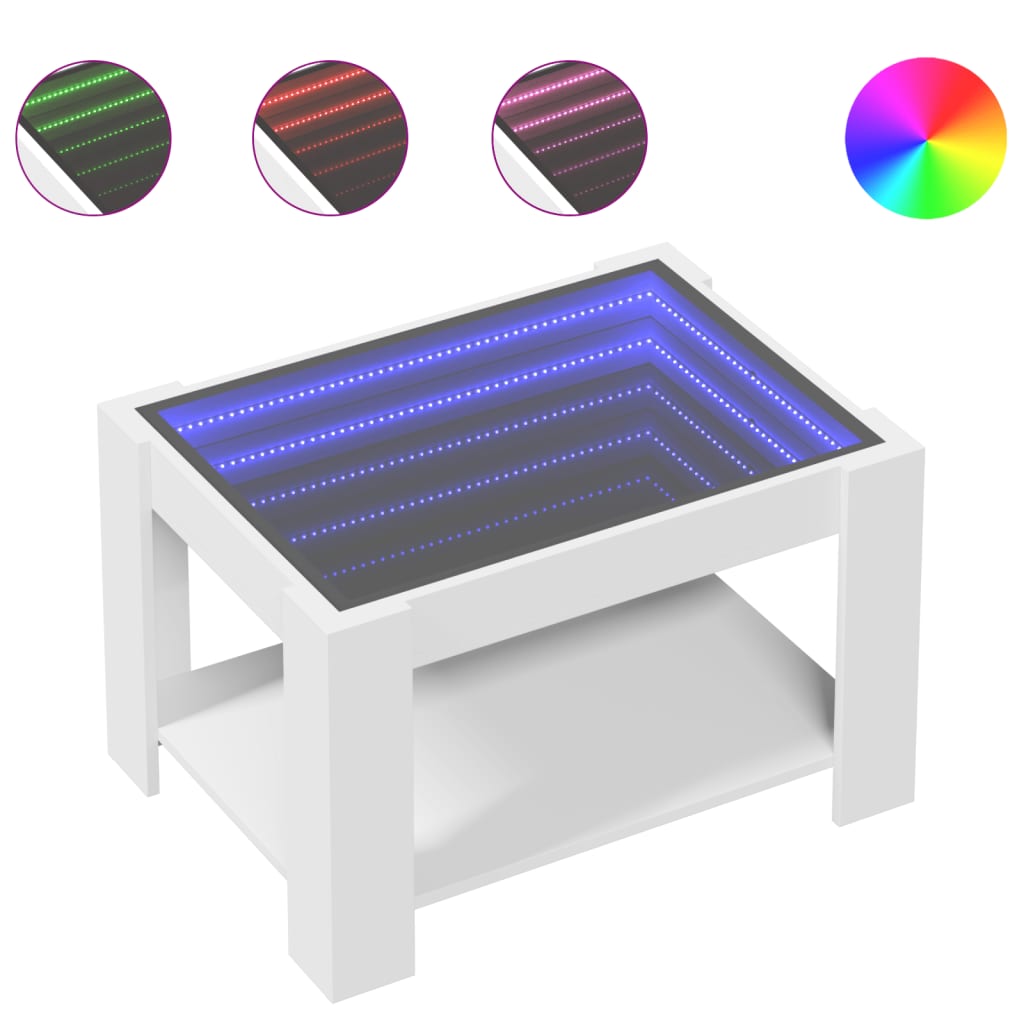 Stolić za kavu s LED bijeli 73x53x45 cm od konstruiranog drva