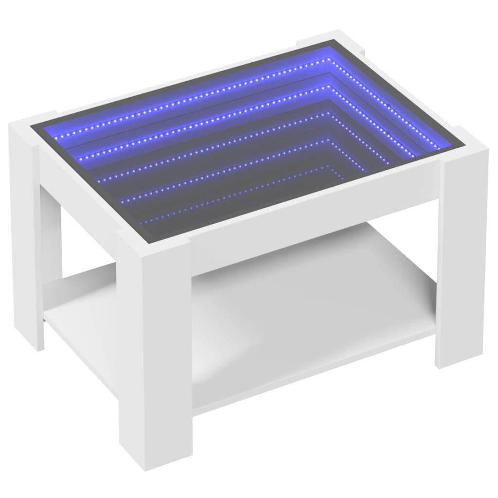 Stolić za kavu s LED bijeli 73x53x45 cm od konstruiranog drva