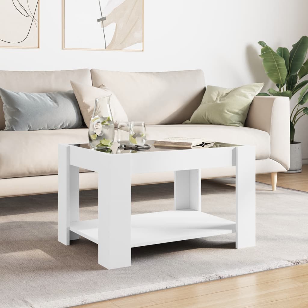 Stolić za kavu s LED bijeli 73x53x45 cm od konstruiranog drva