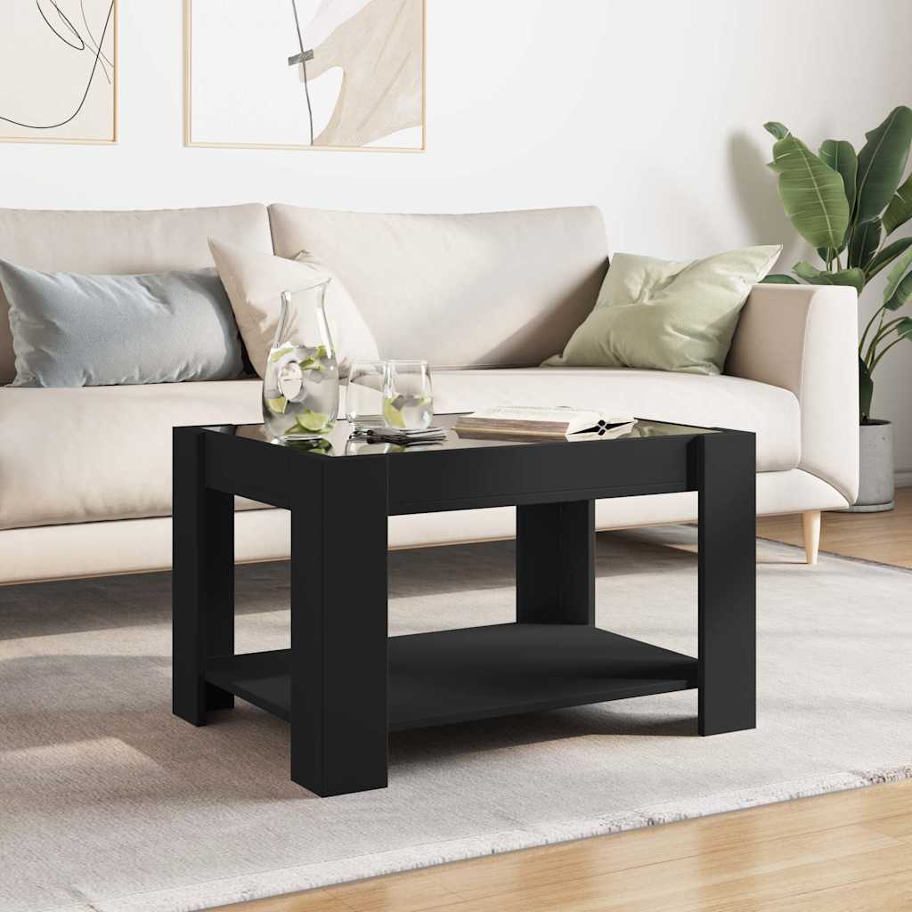 Stolić za kavu LED crni 73x53x45 cm od konstruiranog drva