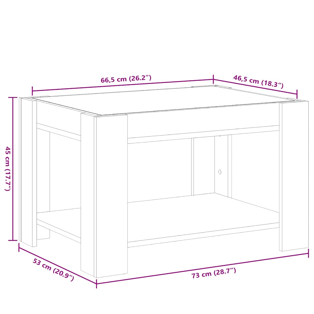 Stolić za kavu LED siva boja betona 73x53x45 cm drveni
