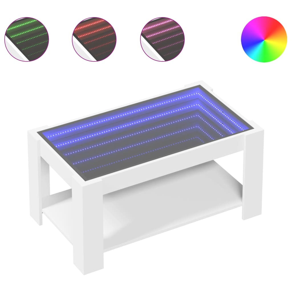 Stolić za kavu s LED bijeli 93x53x45 cm od konstruiranog drva