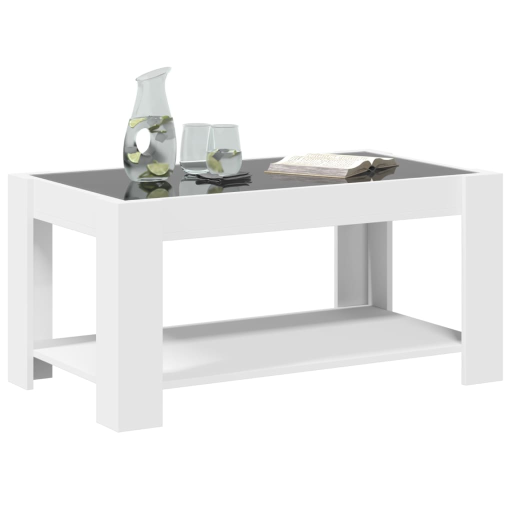 Stolić za kavu s LED bijeli 93x53x45 cm od konstruiranog drva