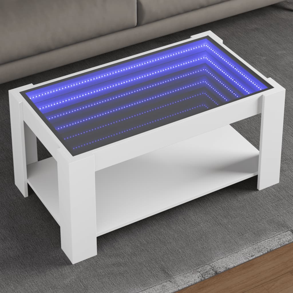 Stolić za kavu s LED bijeli 93x53x45 cm od konstruiranog drva