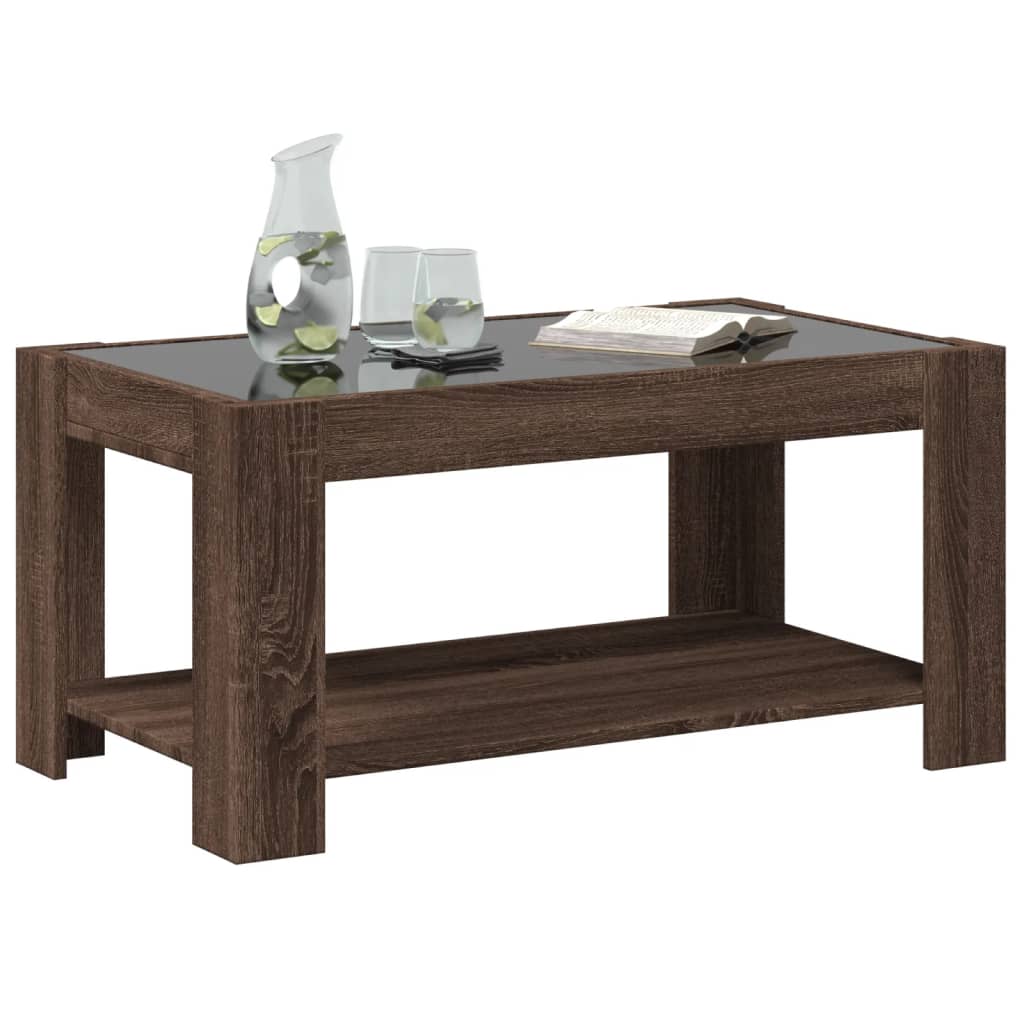 Stolić za kavu LED smeđa boja hrasta 93x53x45 cm drveni