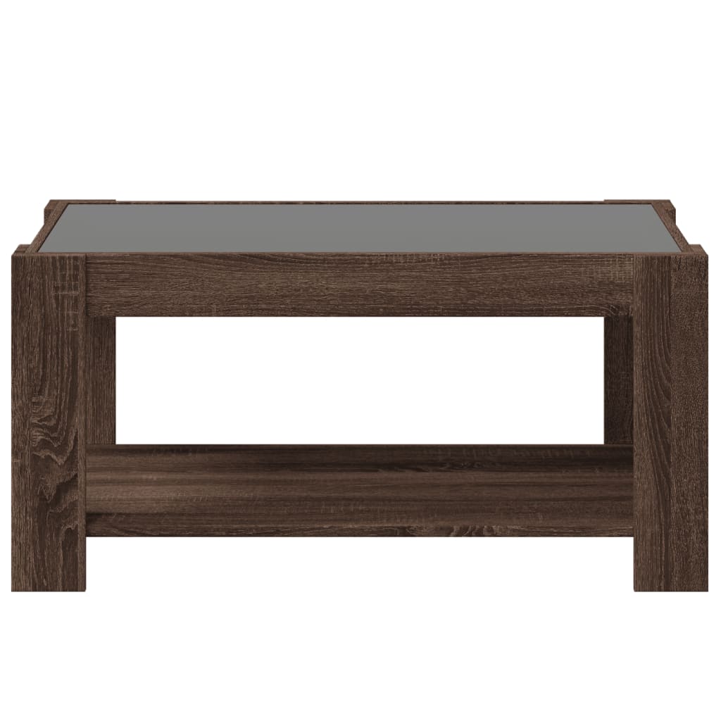 Stolić za kavu LED smeđa boja hrasta 93x53x45 cm drveni