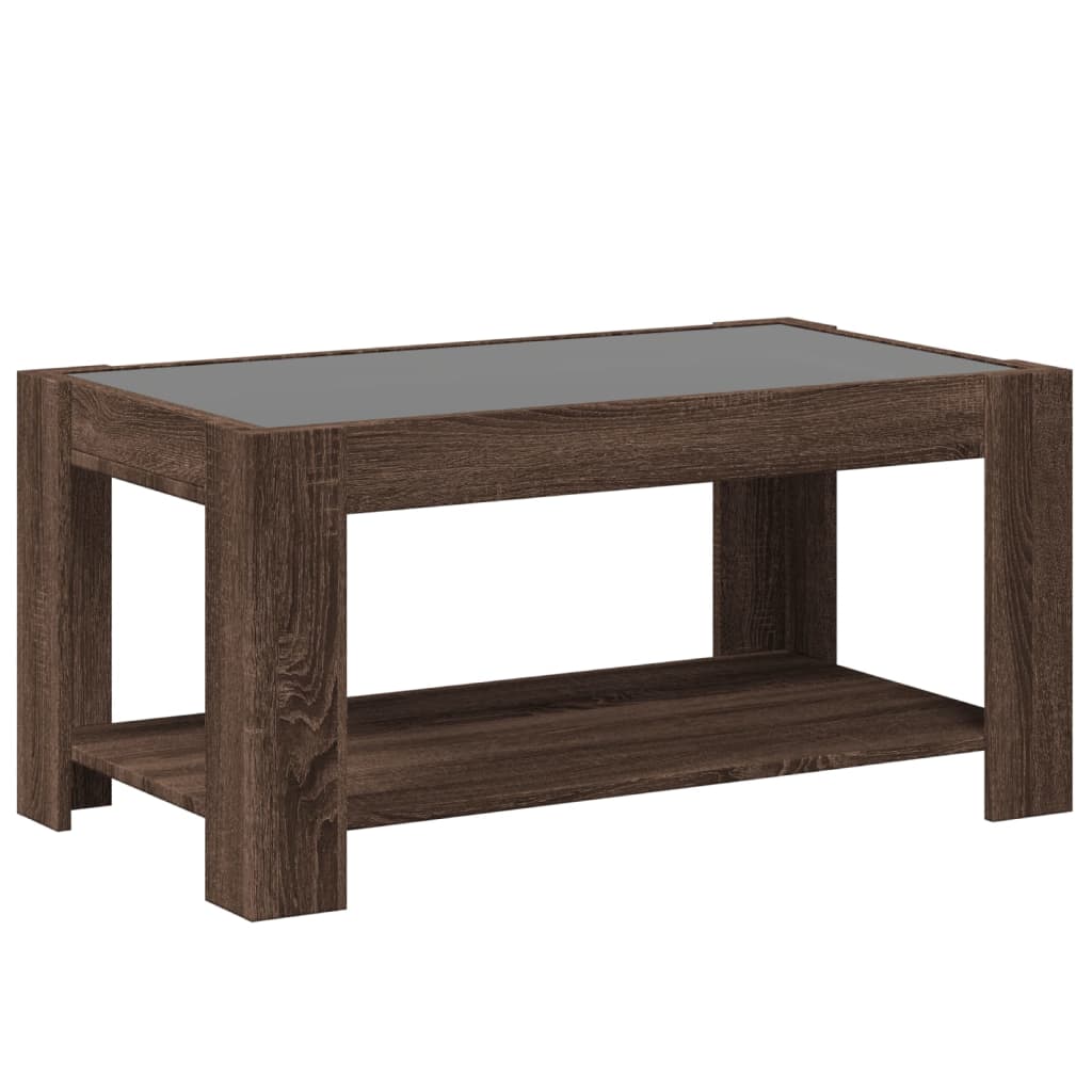 Stolić za kavu LED smeđa boja hrasta 93x53x45 cm drveni