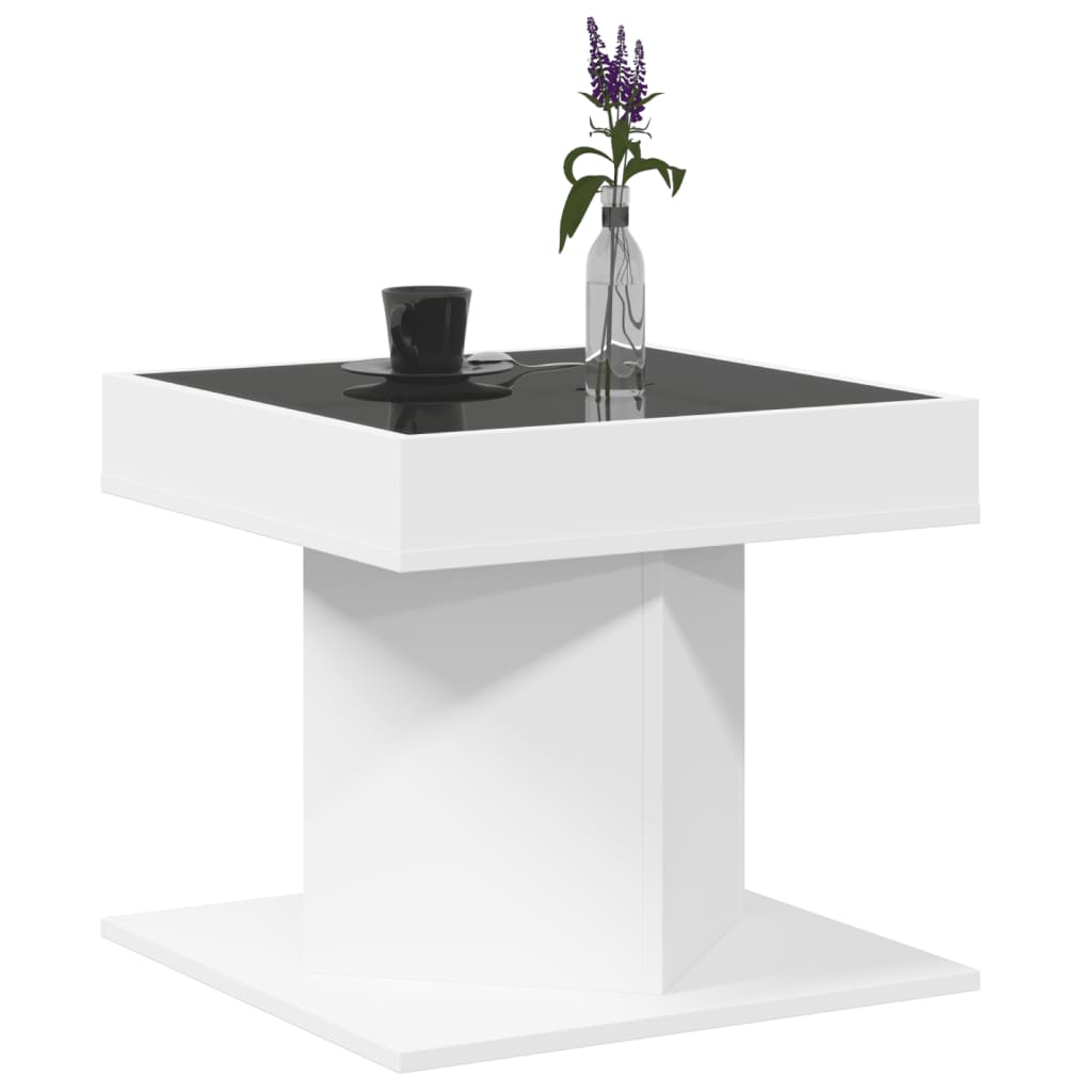 Stolić za kavu LED bijeli 50x50x45 cm od konstruiranog drva