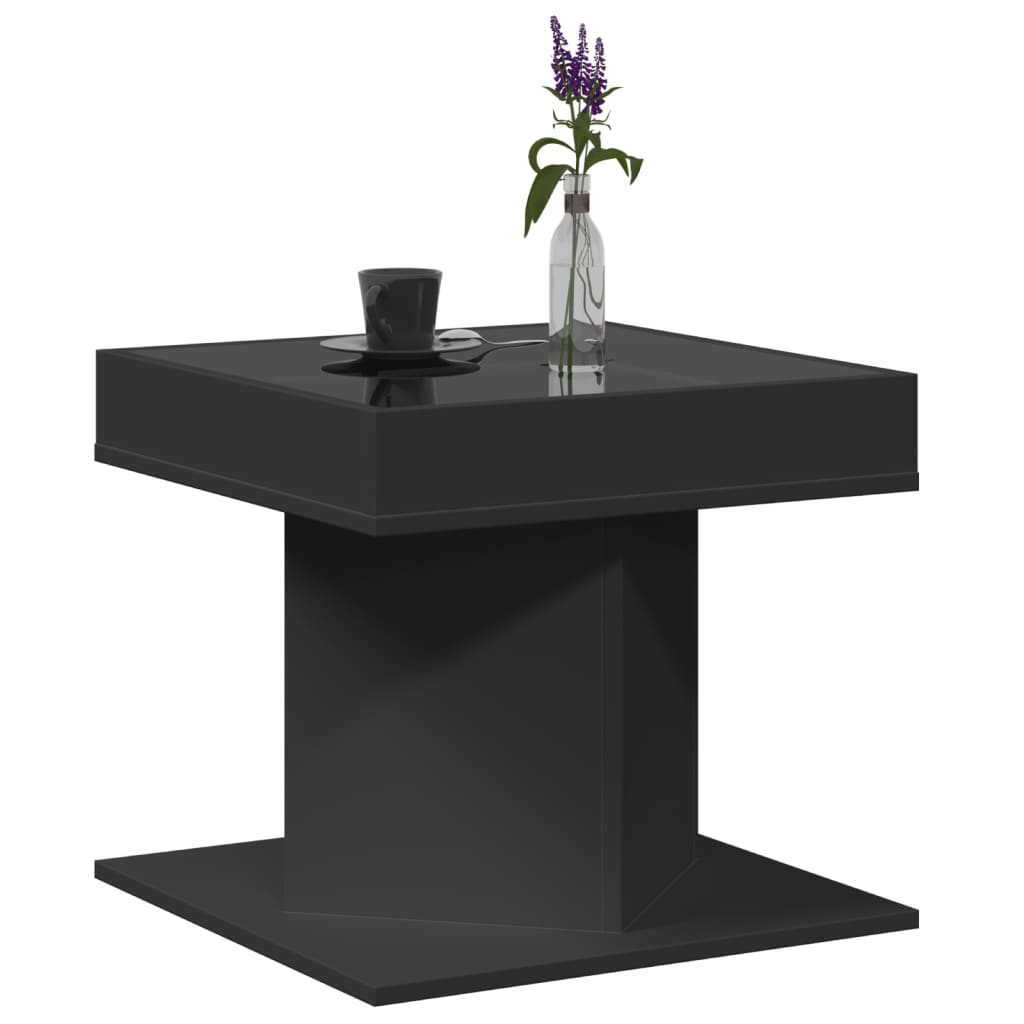 Stolić za kavu LED crni 50x50x45 cm od konstruiranog drva