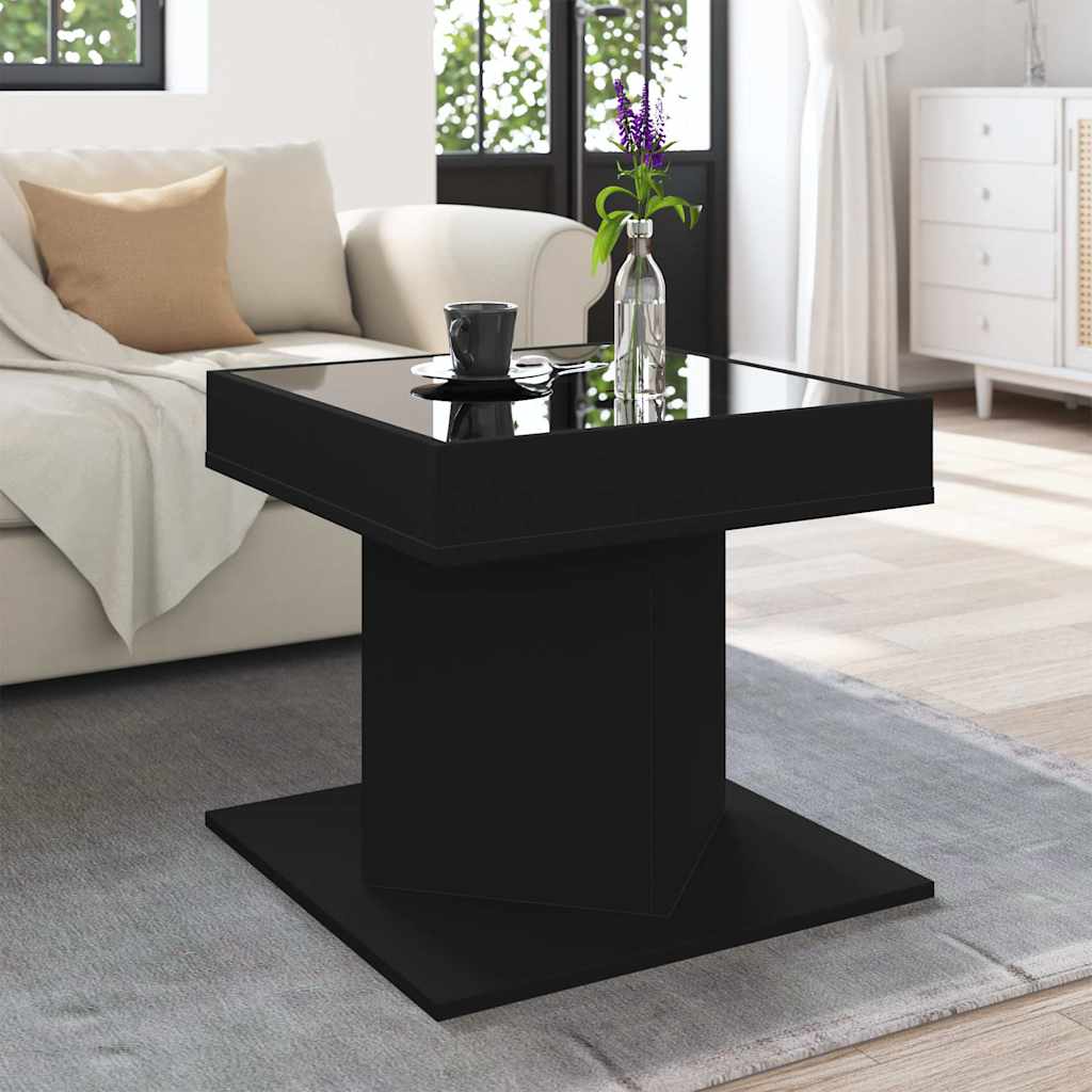 Stolić za kavu LED crni 50x50x45 cm od konstruiranog drva
