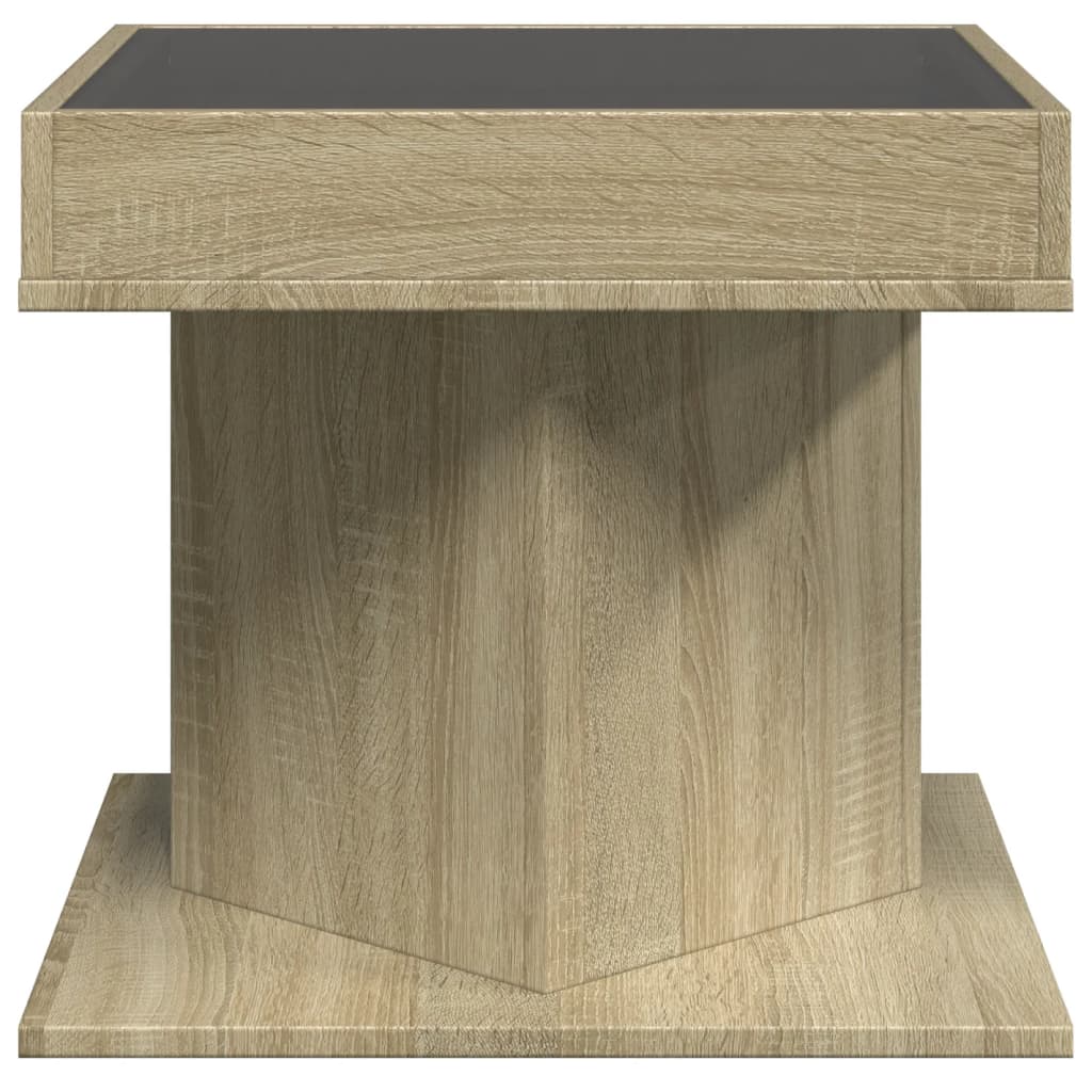 Stolić za kavu LED boja hrasta 50x50x45 cm konstruirano drvo