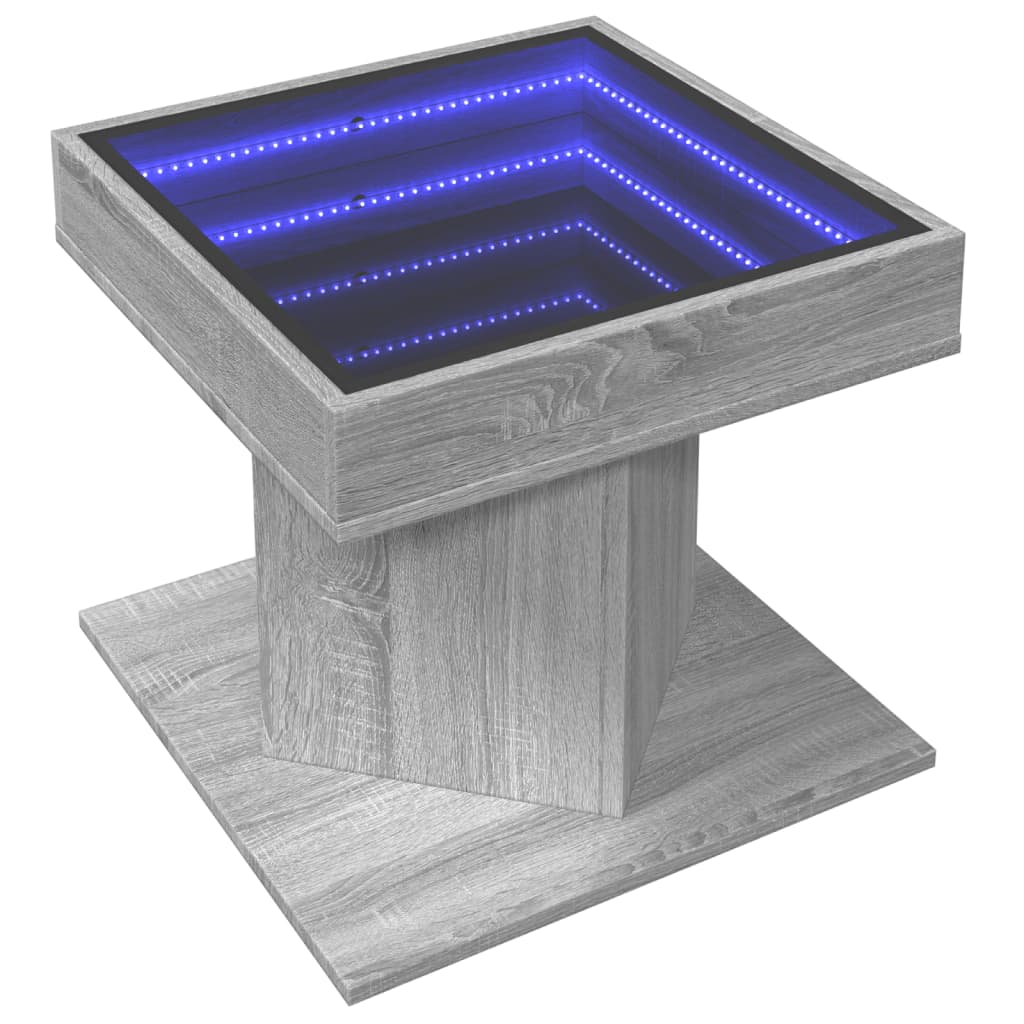 Stolić za kavu LED boja hrasta 50x50x45 cm konstruirano drvo