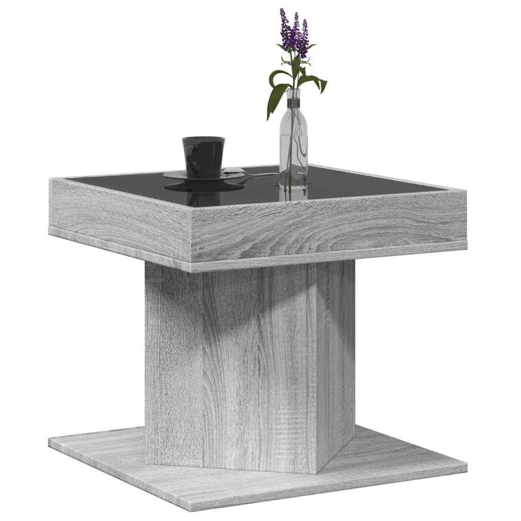 Stolić za kavu LED boja hrasta 50x50x45 cm konstruirano drvo