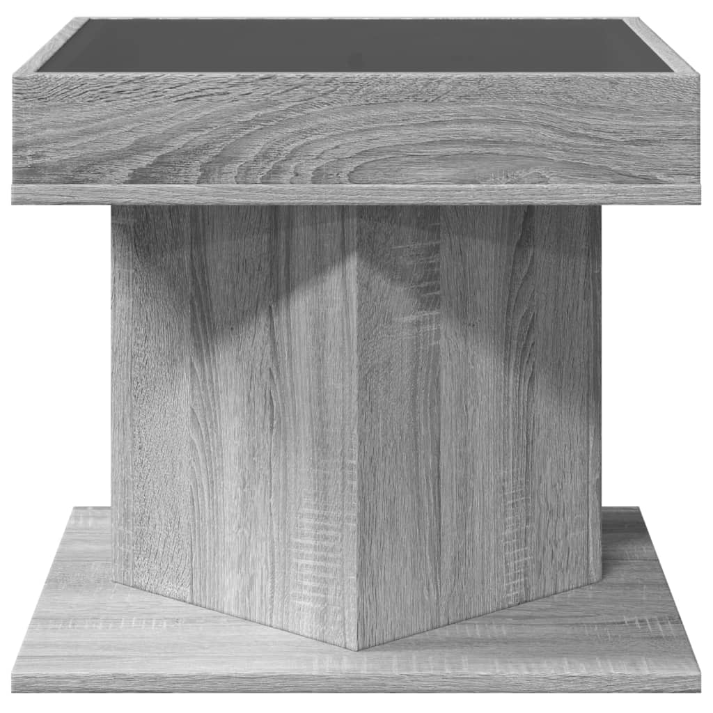 Stolić za kavu LED boja hrasta 50x50x45 cm konstruirano drvo