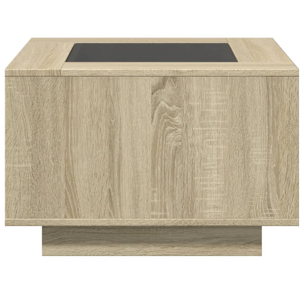 Stolić za kavu LED boja hrasta 60x60x40 cm konstruirano drvo