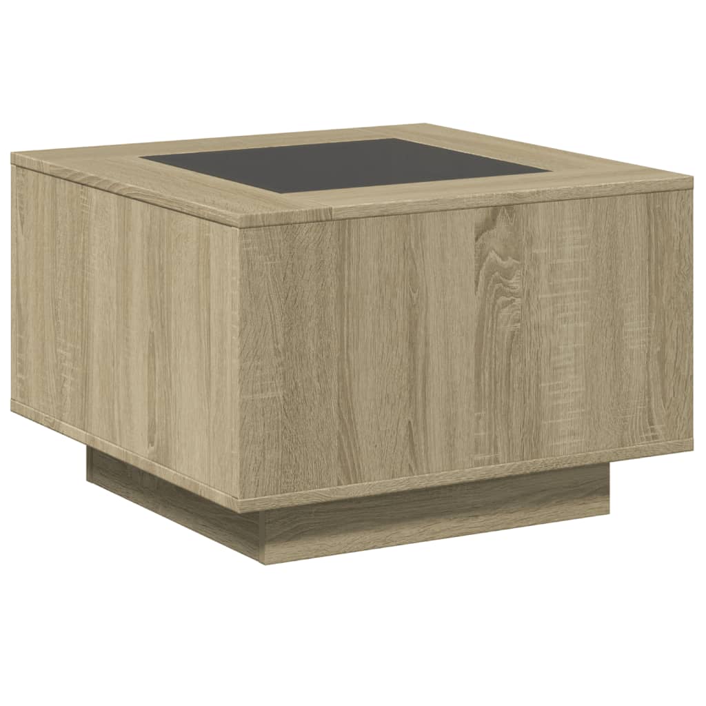 Stolić za kavu LED boja hrasta 60x60x40 cm konstruirano drvo