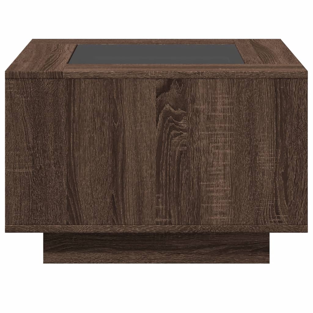 Stolić za kavu LED smeđa boja hrasta 60x60x40 cm drveni