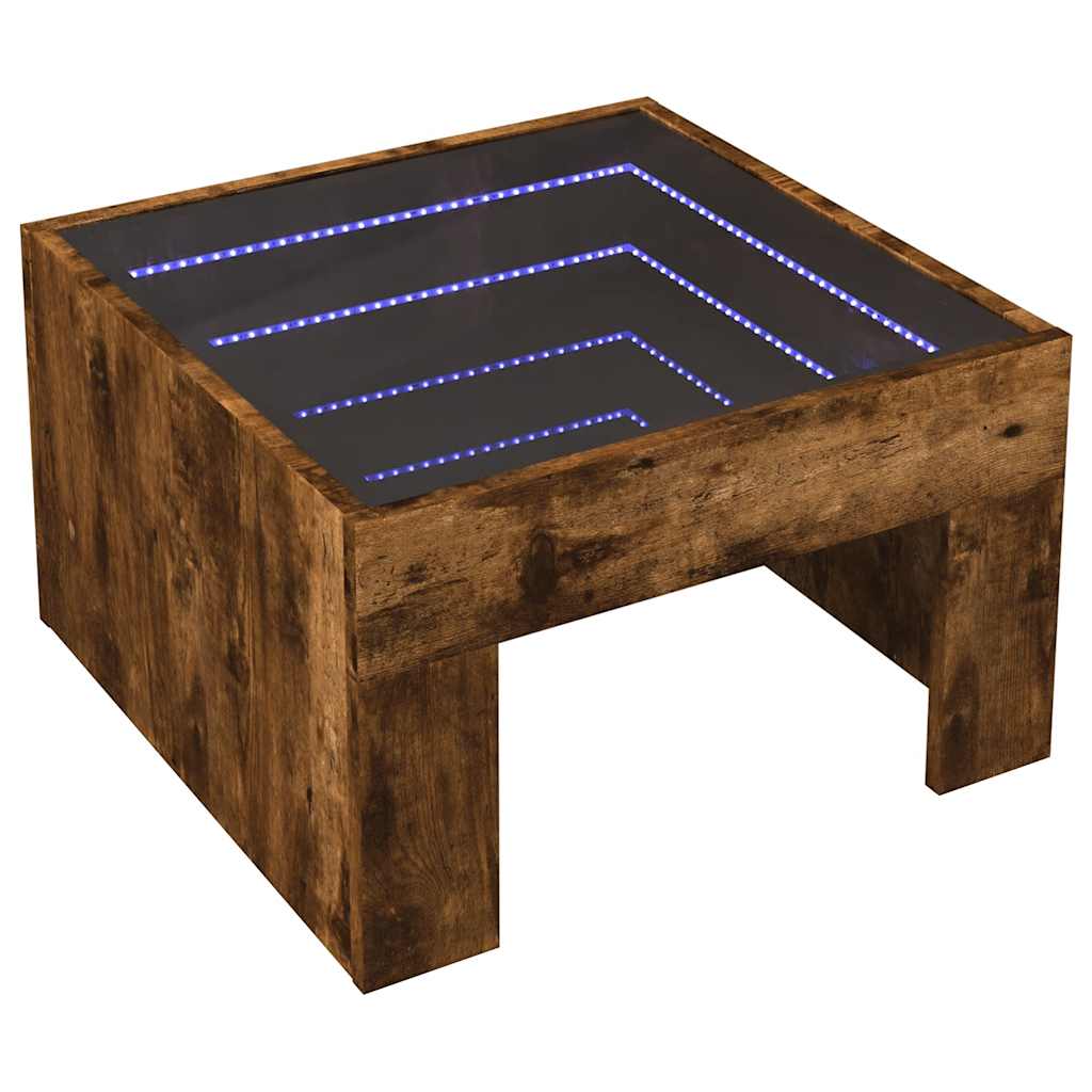 Stolić s beskonačnim LED svjetlima boja hrasta 50x50x30 cm
