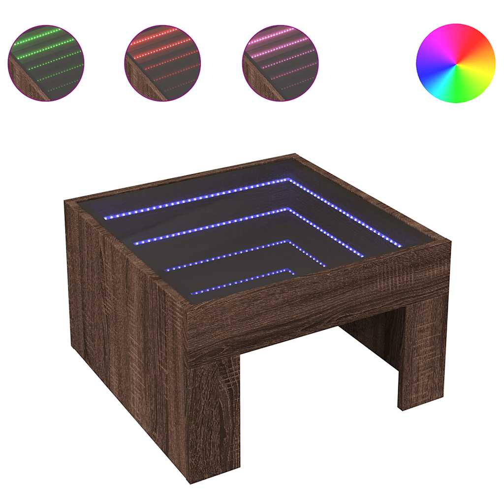 Stolić s beskonačnim LED svjetlima boja hrasta 50x50x30 cm
