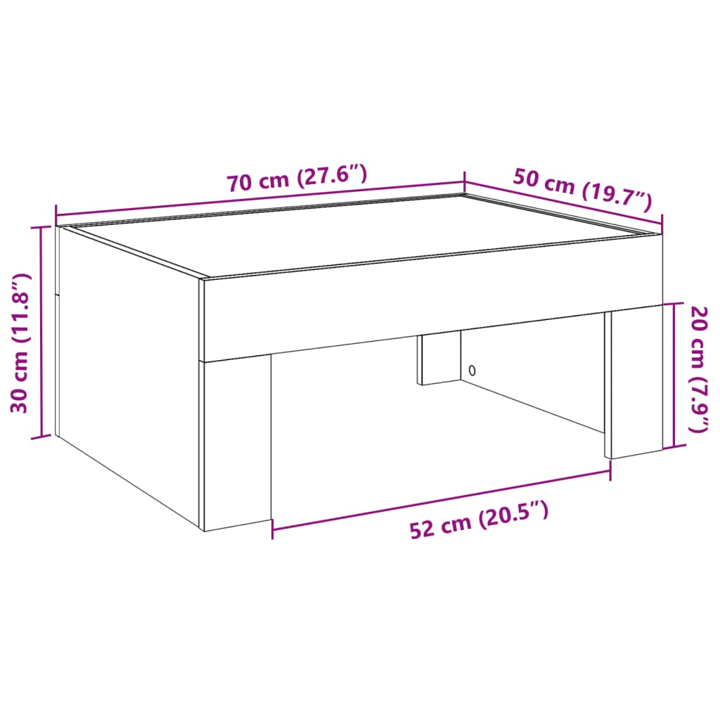Stolić s beskonačnim LED svjetlima bijeli 70x50x30 cm