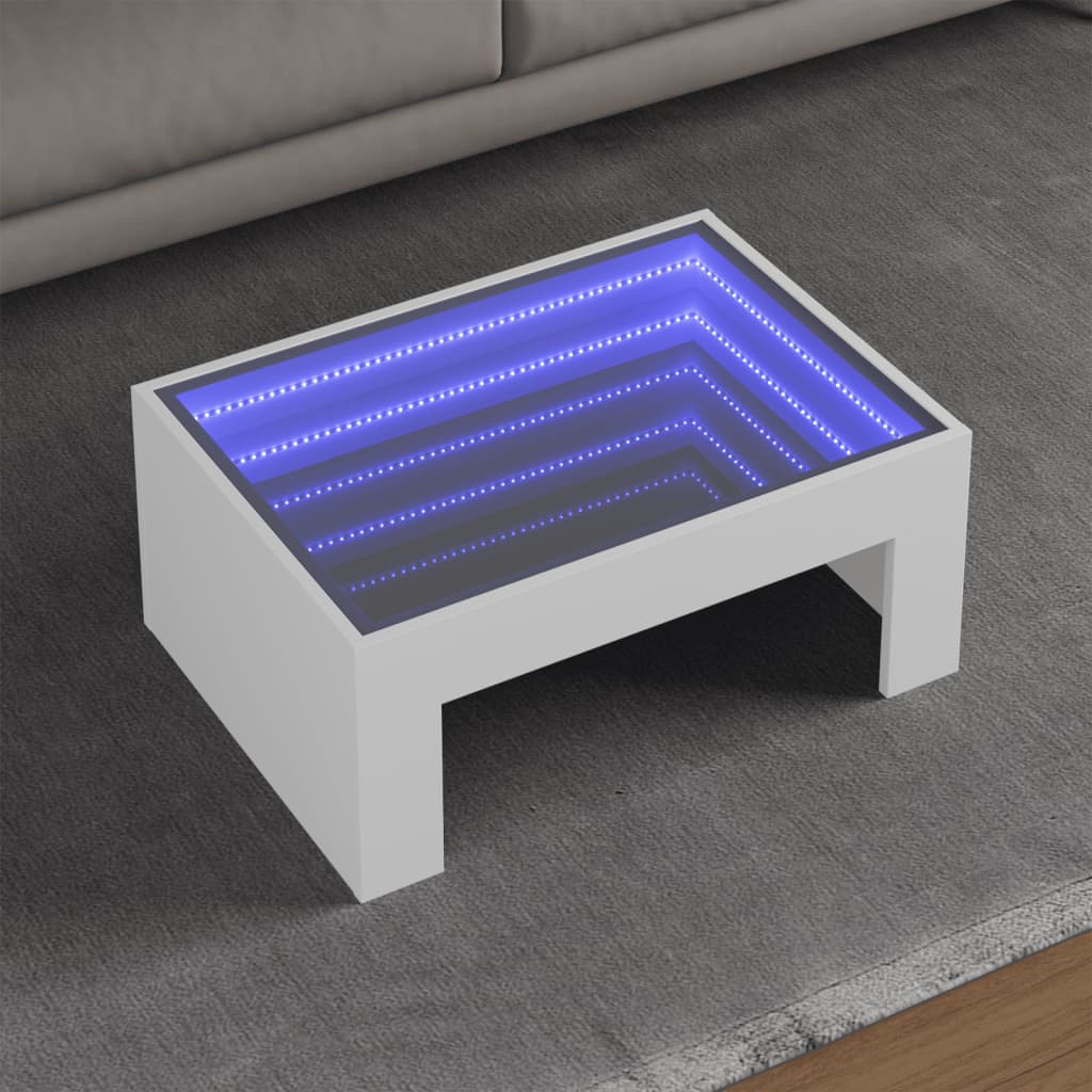 Stolić s beskonačnim LED svjetlima bijeli 70x50x30 cm