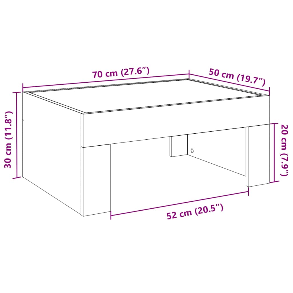 Stolić za kavu s beskonačnim LED svjetlima crni 70x50x30 cm