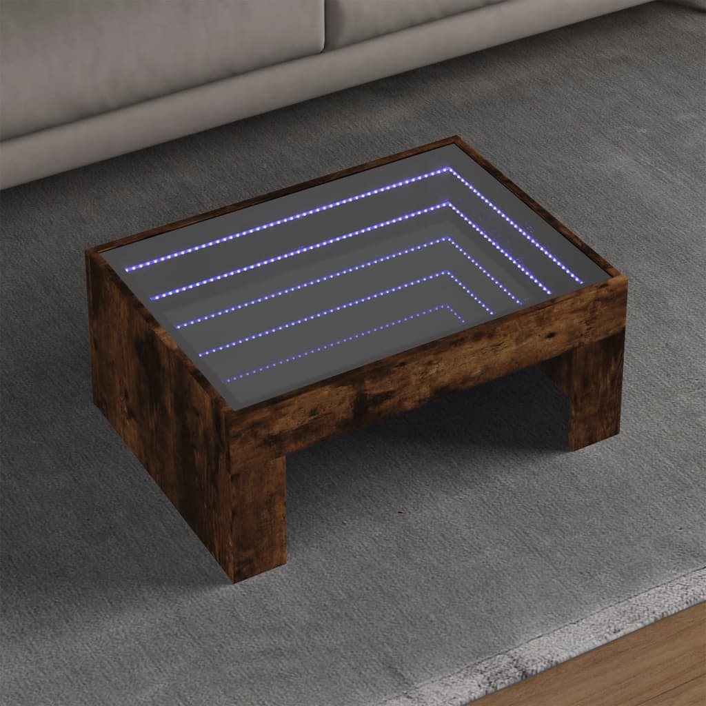 Stolić s beskonačnim LED svjetlima boja hrasta 70x50x30 cm