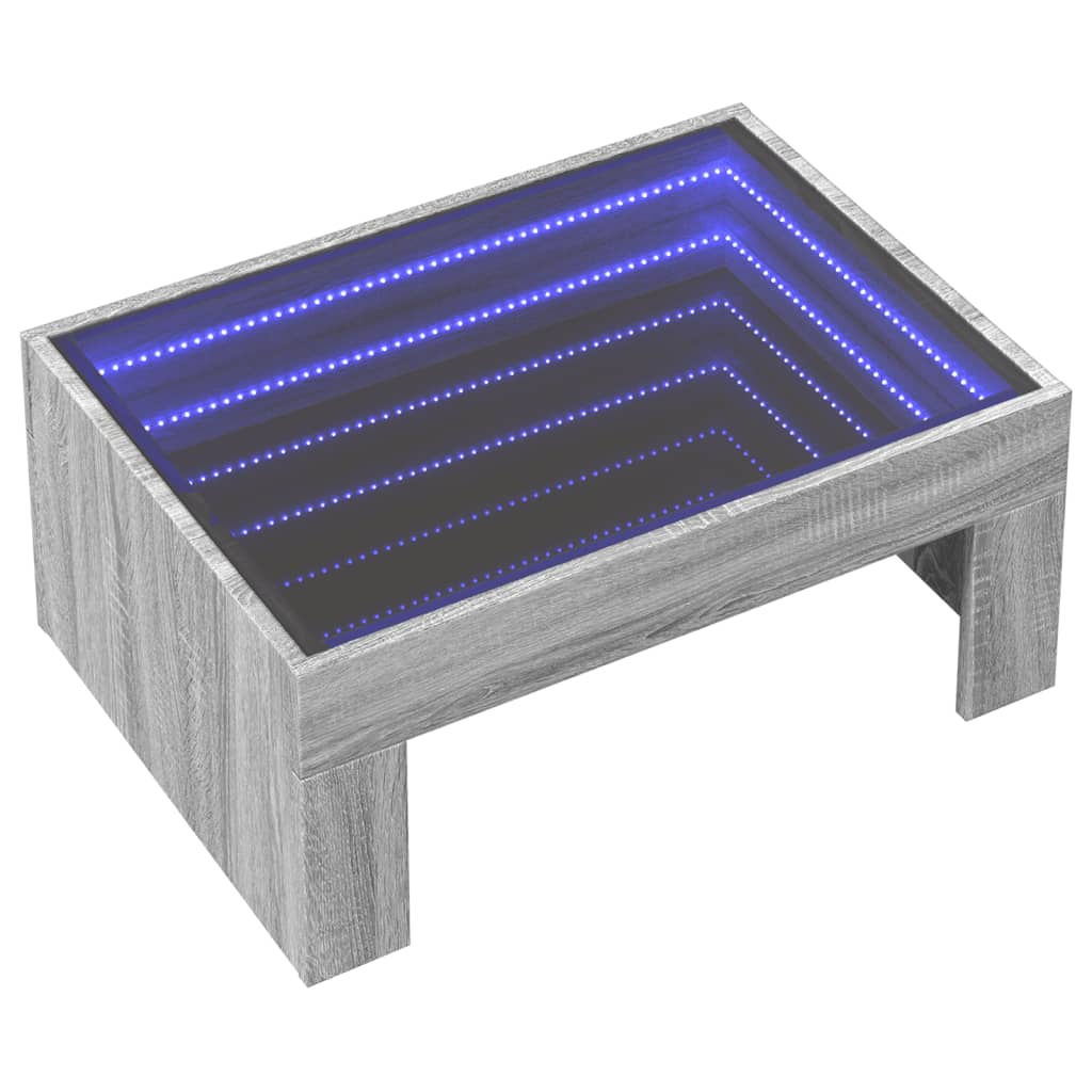 Stolić s beskonačnim LED svjetlima boja hrasta 70x50x30 cm