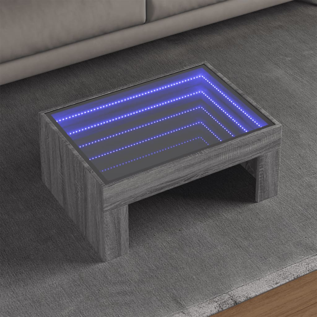 Stolić s beskonačnim LED svjetlima boja hrasta 70x50x30 cm