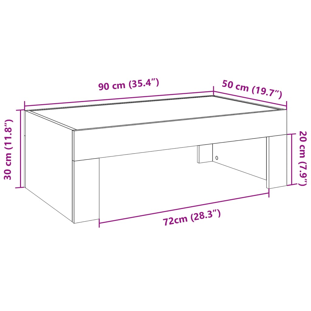 Stolić s beskonačnim LED svjetlima boja hrasta 90x50x30 cm
