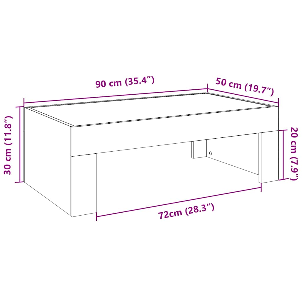 Stolić s beskonačnim LED svjetlima boja hrasta 90x50x30 cm