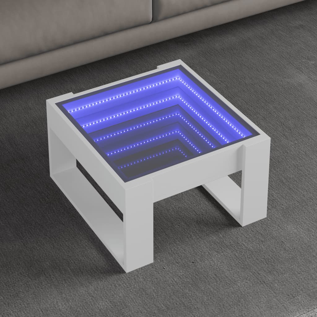 Stolić s beskonačnim LED svjetlima bijeli 50x53x30 cm