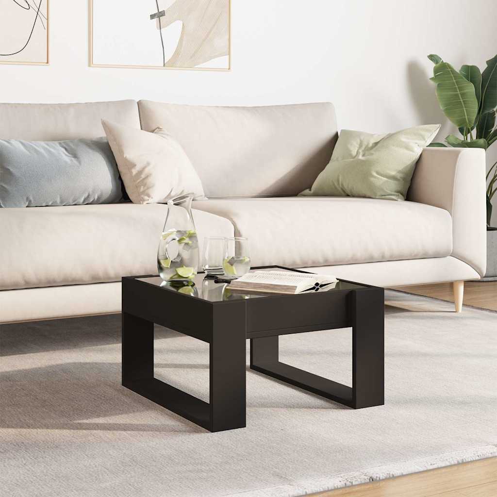Stolić za kavu s beskonačnim LED svjetlima crni 50x53x30 cm