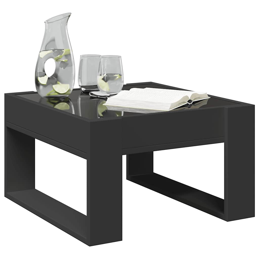 Stolić za kavu s beskonačnim LED svjetlima crni 50x53x30 cm