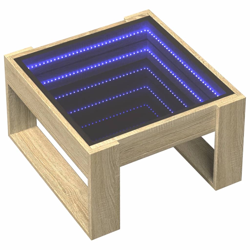 Stolić s beskonačnim LED svjetlima boja hrasta 50x53x30 cm