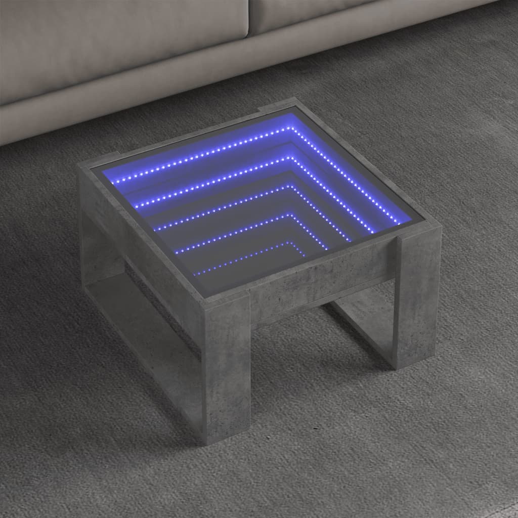 Stolić s beskonačnim LED siva boja betona 50x53x30 cm