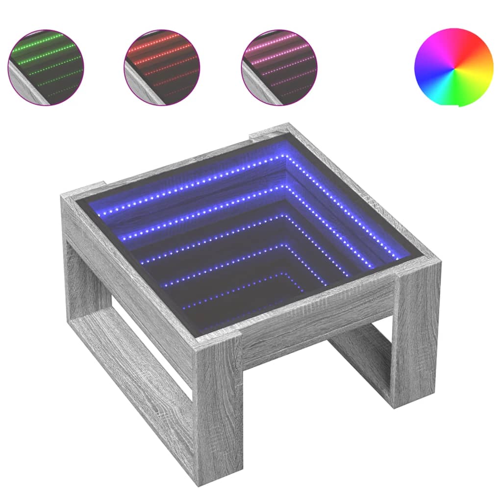 Stolić s beskonačnim LED svjetlima boja hrasta 50x53x30 cm