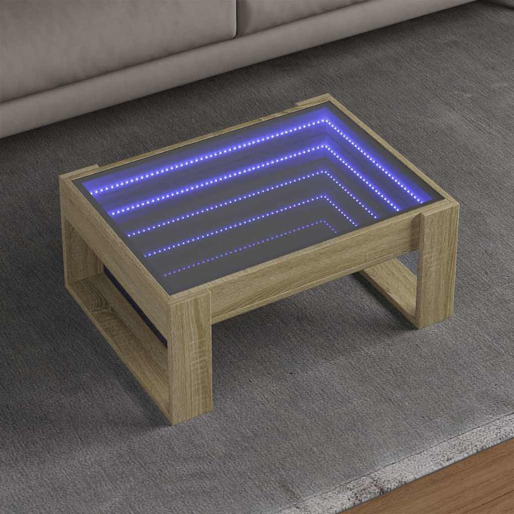 Stolić s beskonačnim LED svjetlima boja hrasta 70 x 53 x 30 cm