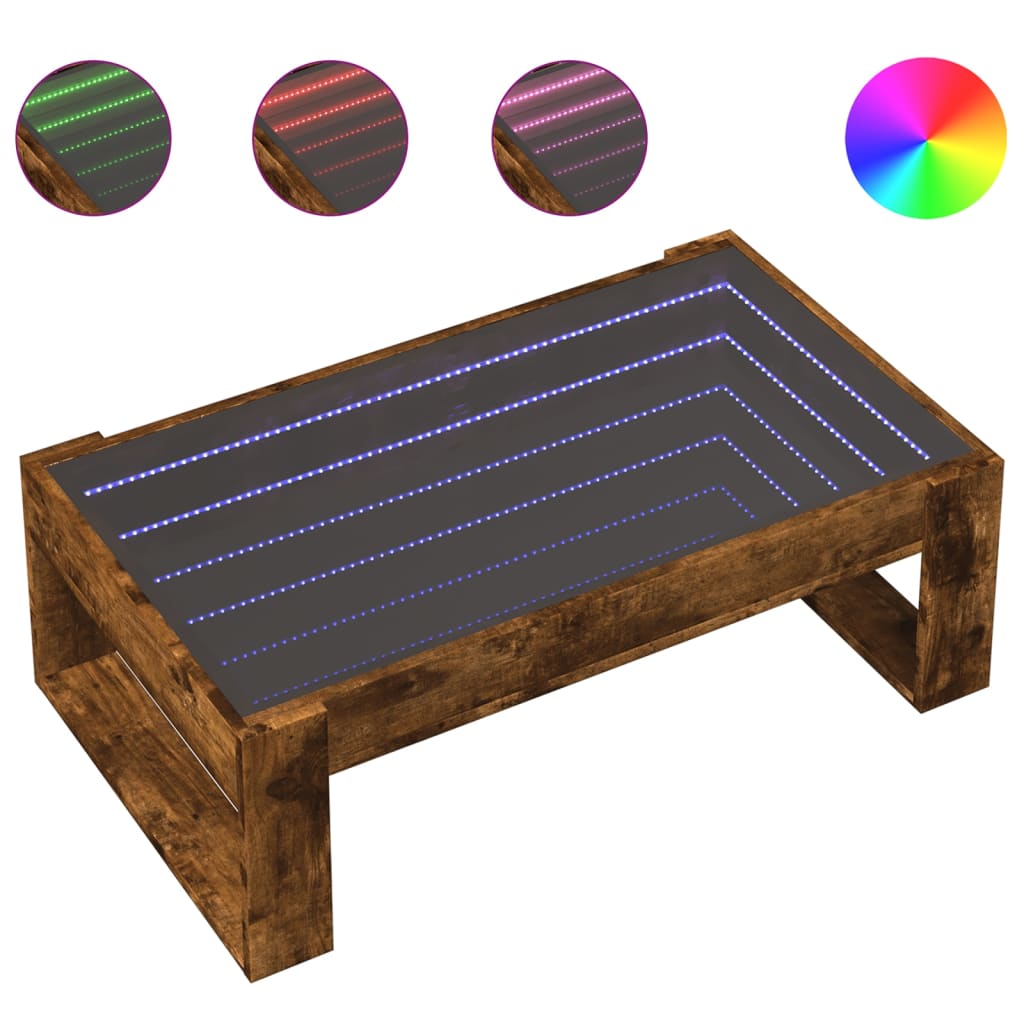 Stolić s beskonačnim LED svjetlima boja hrasta 90x53x30 cm