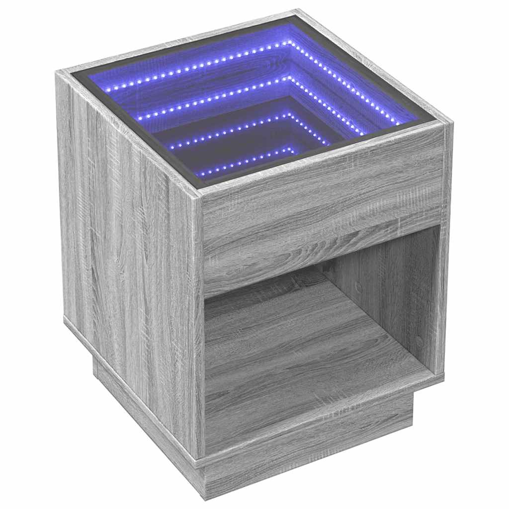 Stolić s beskonačnim LED svjetlima boja hrasta 40x40x50 cm