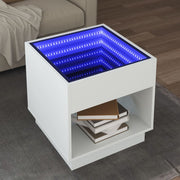 Stolić za kavu s beskonačnim LED svjetlima bijeli 50x50x50 cm