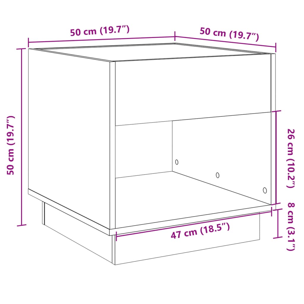 Stolić s beskonačnim LED svjetlima boja hrasta 50 x 50 x 50 cm