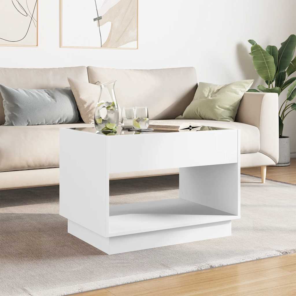 Stolić za kavu s beskonačnim LED svjetlima bijeli 70x50x50 cm