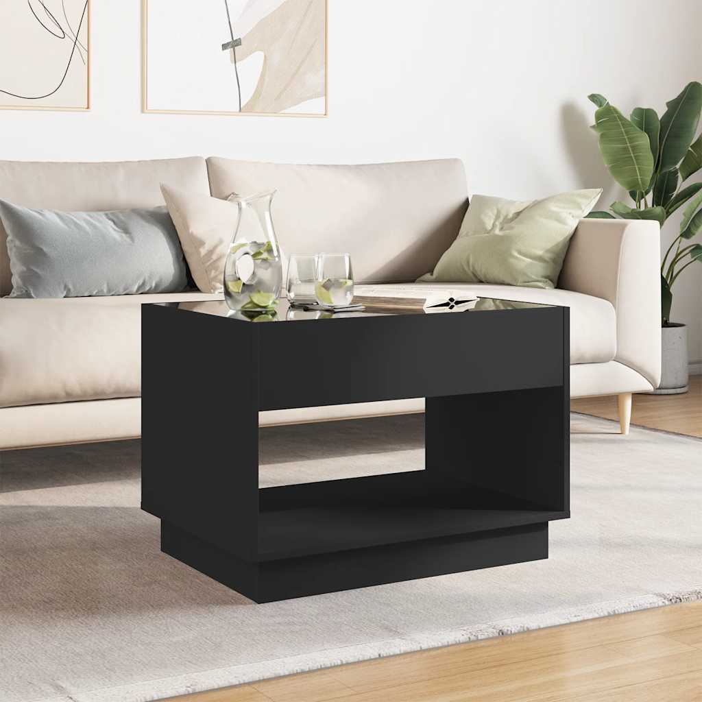 Stolić za kavu s beskonačnim LED svjetlima crni 70x50x50 cm