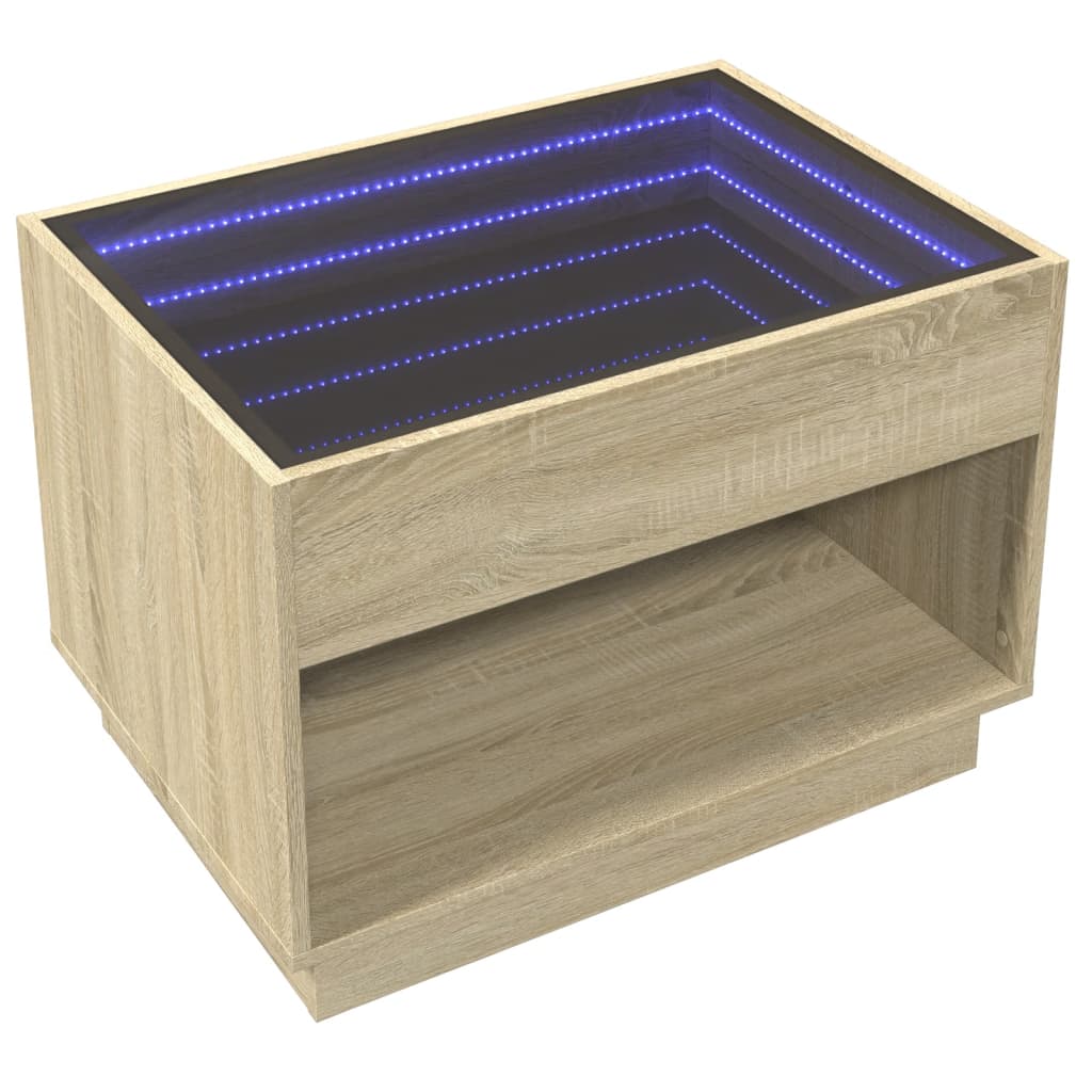 Stolić s beskonačnim LED svjetlima boja hrasta 70x50x50 cm